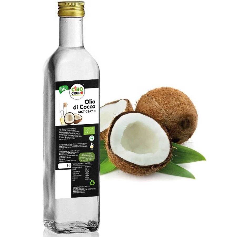 Olio di Cocco Bio MCT C8-C10 Con acidi grassi a catena media C8 e C10 - Bottiglia in Vetro - Organic - 500ml